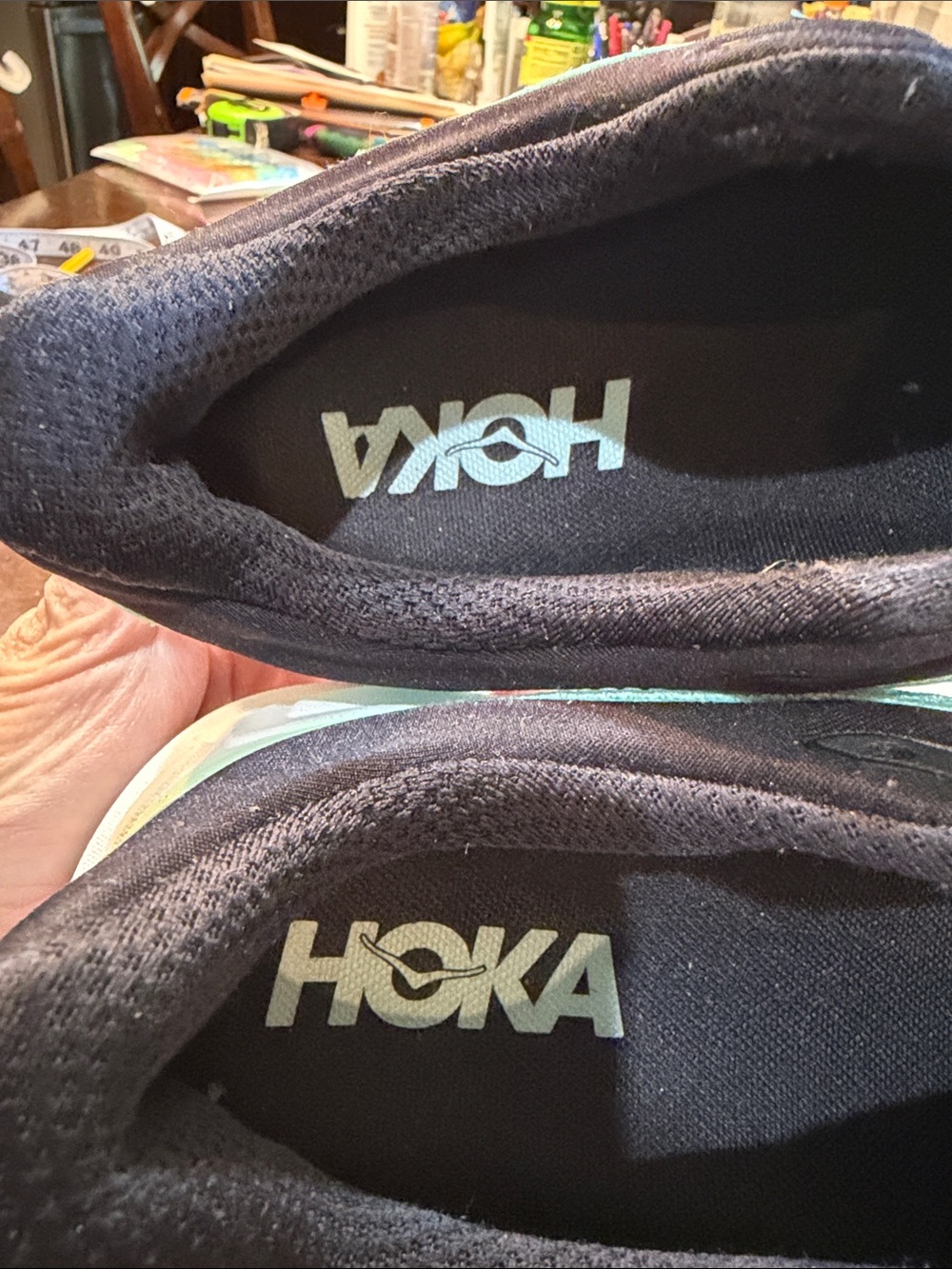 Hoka Women’s Bondi 9 Wide Mint Green Sneakers with Pink Accents- New - Picture 3 of 10